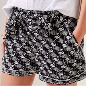 Black and white flamingo shorts